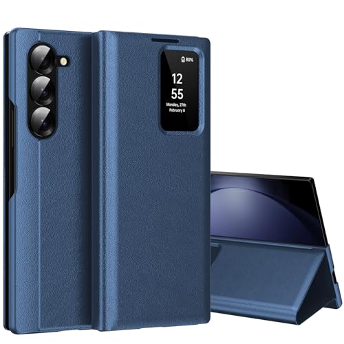 für Samsung Z Fold 5 Smart View Hülle, Wallet Smartphone Case, für Samsung Galaxy Z Fold 5 Handyhülle Clear View, Spiegel Flip, Kartenfach Cover, Sichtfenster, Galaxy Z Fold 5 5G Smart View (Blau) für Samsung Z Fold 5 Smart View Hülle, Wallet Smartphone Case, für Samsung Galaxy Z Fold 5 Handyhülle Clear View, Spiegel Flip, Kartenfach Cover, Sichtfenster, Galaxy Z Fold 5 5G Smart View (Blau) von Hovisi