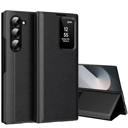 für Samsung Z Fold 6 Smart View Hülle, Wallet Smartphone Case, für Samsung Galaxy Z Fold 6 Handyhülle Clear View, Spiegel Flip, Kartenfach Cover, Sichtfenster, Galaxy Z Fold 6 5G Hülle Smart View für Samsung Z Fold 6 Smart View Hülle, Wallet Smartphone Case, für Samsung Galaxy Z Fold 6 Handyhülle Clear View, Spiegel Flip, Kartenfach Cover, Sichtfenster, Galaxy Z Fold 6 5G Hülle Smart View von Hovisi