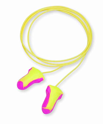 HOWARD LEIGHT by Honeywell 3301106 Laser Lite Einweg-Ohrstöpsel mit Kabel aus Schaumstoff, Gelb und Magenta, für alle Größen, T-förmig, SNR 35 dB — Packung mit 100 Paar von HOWARD LEIGHT
