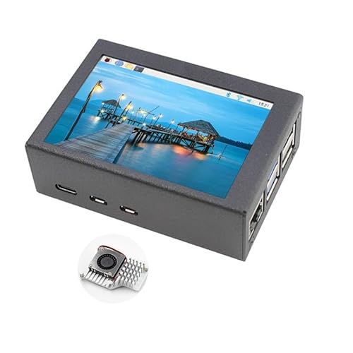 8,9 cm (3,5 Zoll) Touchscreen, TFT-LCD-resistiv für Raspberry Pi 5, Aluminium, mit Kühlkörpern, 5 fps Monitor, LCD-Display für Pi 5 (nicht im Lieferumfang enthalten) (5 Rahmen Display + Gehäuse + von Howay