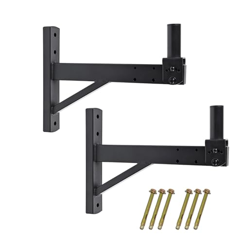 Howonder Lautsprecher-Wandhalterung, Wand-Lautsprecherhalterung, Lautsprecher-Wandhalterung für PA-Lautsprecher, neigbar, hält bis zu 100lbs，HD-319(2 Packs Schwarz) von Howonder