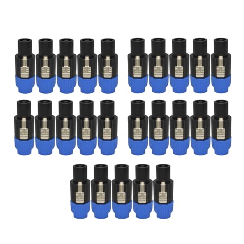 Howonder Speakon Stecker,Audio Lautsprecher Stecker Twist Lock 4 Pole Lautsprecher Stecker,nl4 Stecker Kompatibel mit Speakon NL4MPR, NL4FC, NA4LJ, NL4FX, NL4, NL2 Serie, NL2FC (25 Packungen) von Howonder