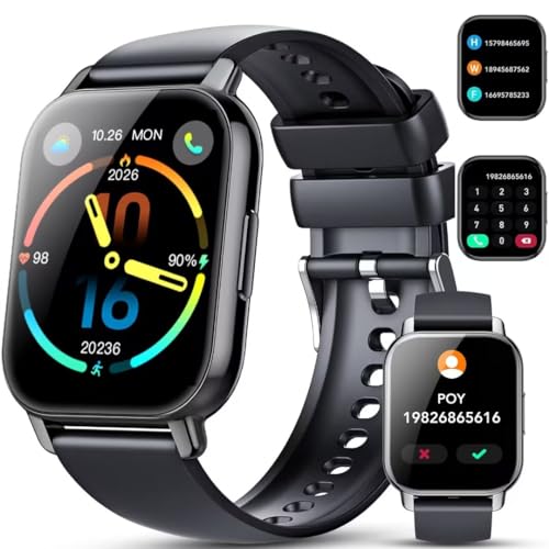 Hoxe Smartwatch für Herren Damen mit Telefonfunktion/Message Reminder, 1,85"Zoll HD Smart Watch,100+Sportmodi IP68 Wasserdicht Sportuhr, Fitnessuhr mit Herzfrequenz Schlaf-Monitor, Uhr für Android iOS von Hoxe