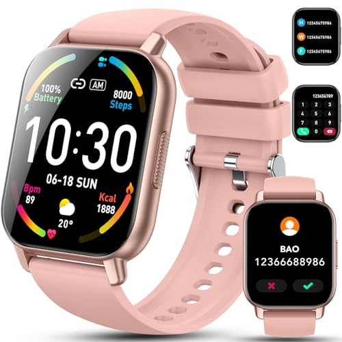 Hoxe Smartwatch für Herren Damen mit Telefonfunktion/Message Reminder, 1,85"Zoll HD Smart Watch,100+Sportmodi IP68 Wasserdicht Sportuhr, Fitnessuhr mit Herzfrequenz Schlaf-Monitor, Uhr für Android iOS von Hoxe