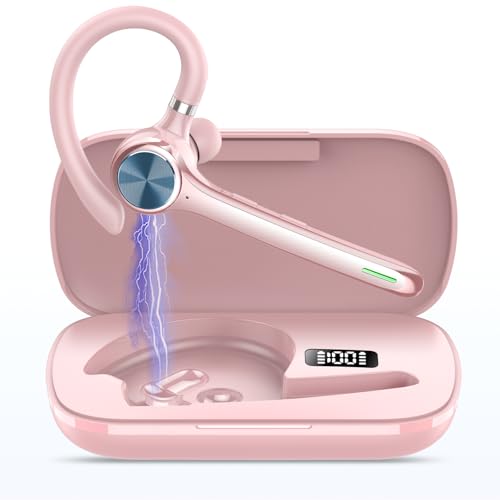 Hoxe Bluetooth Headset V5.3,100H Talk Freisprecheinrichtung, CVC8.0 Kabellos mit Dual ENC Noise Cancelling Mic Mute, IPX7 Waterproof, In-Ear Headset Handy für Autofahren/Business/Büro, Pink Hoxe Bluetooth Headset V5.3,100H Talk Freisprecheinrichtung, CVC8.0 Kabellos mit Dual ENC Noise Cancelling Mic Mute, IPX7 Waterproof, In-Ear Headset Handy für Autofahren/Business/Büro, Pink von Hoxe