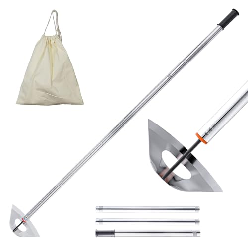 Gartenhacke mit Langer Stiel,Ganzstahl Gehärtete Hohlhacke,Garten Hacke Unkrauthacke Harke zum Graben,Jäten,Hacken und Lösen von Boden,Verstellbarer Langer Stiel Innerhalb 24-55 Zoll (Silber) von Hoxgar