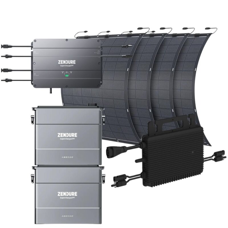 Hoymiles Mikrowechselrichter HMS-800W-2T + 4x 210W Solarpanel + 2x AB2000 Akku Set von Hoymiles