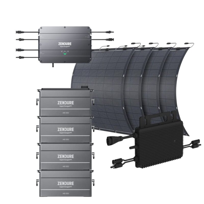 Hoymiles Mikrowechselrichter HMS-800W-2T + 4x 210W Solarpanel + 4x AB1000 Akku Set von Hoymiles