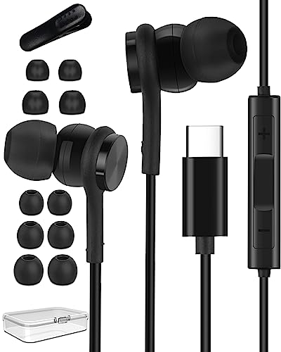 USB C Kopfhörer für Samsung Galaxy S23 S22 Ultra S21 S20 FE A53 iPhone 15 Pro Max,Magnetic in Ear Typ C Kopfhörer mit Kabel und Mikrofon für Huawei P40 P30 Pro, Google Pixel, Xiaomi, Oneplus von Hoyromany