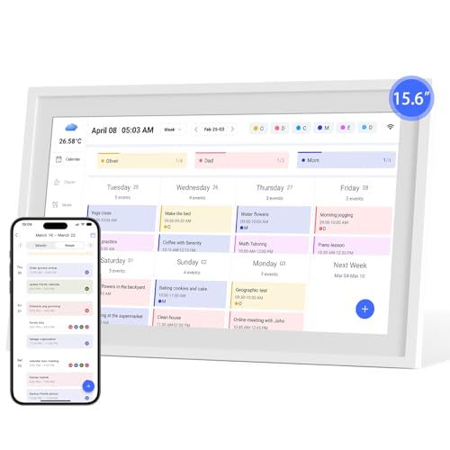 HoziRes Digital Calendar, 15.6 Inch Electronic Calendar & Smart Chore Chart, 1920x1080 IPS Touchscreen Display for Family Schedule, Sync Schedules & Share Moments via App - Wall Mounted & Tabletop HoziRes Digital Calendar, 15.6 Inch Electronic Calendar & Smart Chore Chart, 1920x1080 IPS Touchscreen Display for Family Schedule, Sync Schedules & Share Moments via App - Wall Mounted & Tabletop von HoziRes