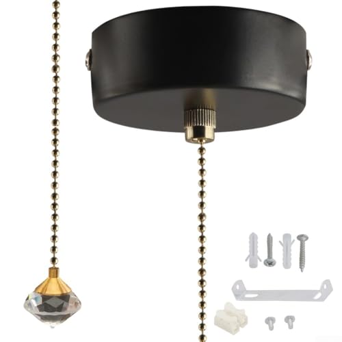 HpLive Badezimmer Zugschalter für Deckenleuchte, 200cm Schnur, 3A Stromkapazität, 220-250V Lichtschalter mit Zugschnur(Schwarz) von HpLive