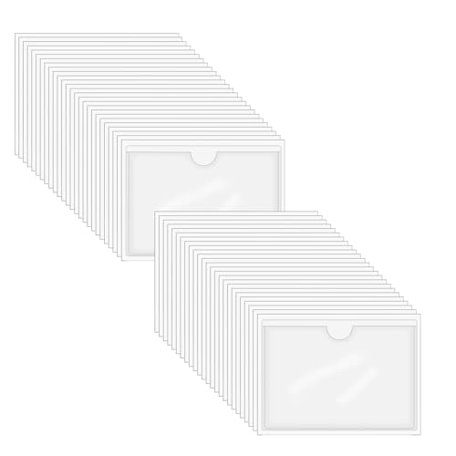 Hpamba 50 Stück Etikettenhalter Selbstklebend 12x 9 cm Visitenkartentaschen selbstklebend transparent Selbstklebende EtikettenHalter Selbstklebend Visitenkartenhüllen Karten für Büro Zuhause Schule von Hpamba