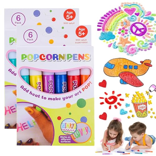 Hpbaggy Magisch Popcorn Stifte 12 Stück, Magischer Popcornstift 3D Aquarellstift, Magic Puffy Stifte, DIY Bubble Popcorn Drawing Pens, Zum Zeichnen, Grußkarten Gestalten von Hpbaggy