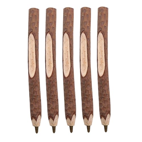 Hperu 5pcs natürliche Holzstifte, nicht rutschfeste Kugelschreiber mit glatter schwarzer Tinte, Büroschule Schreibgeschenke Geschenkset von Hperu
