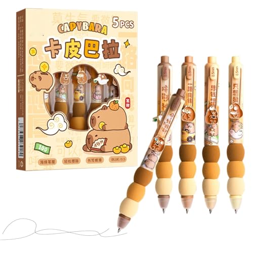 Hqunjikp Glatte Kugelschreiber, Cartoon-Schreibstifte, niedliche Stifte, löschbare Tinte, Cartoon-Capybara-Stifte 0,5 mm, feine Spitze, schwarze Tinte, Schulstifte für Mädchen und Hqunjikp Glatte Kugelschreiber, Cartoon-Schreibstifte, niedliche Stifte, löschbare Tinte, Cartoon-Capybara-Stifte 0,5 mm, feine Spitze, schwarze Tinte, Schulstifte für Mädchen und von Hqunjikp