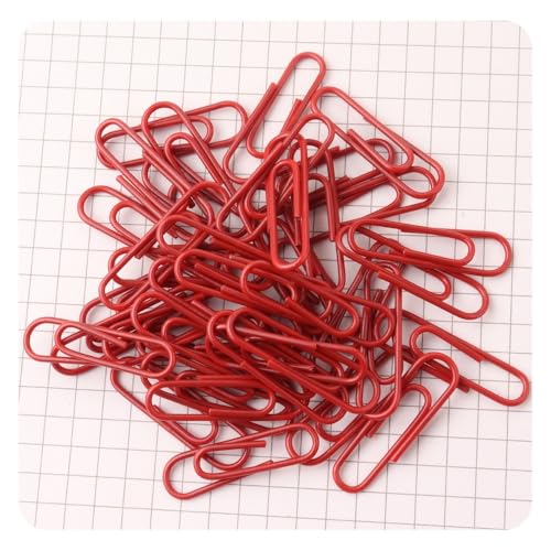Hrlace 100 Stück 28mm farbige Metallbüroklammern mit Kunststoffbeschichtung - Langlebig und Rostbeständig - Rot Hrlace 100 Stück 28mm farbige Metallbüroklammern mit Kunststoffbeschichtung - Langlebig und Rostbeständig - Rot von Hrlace