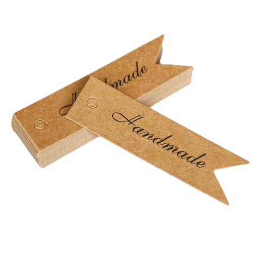 Hrlace Thank You Etiketten Tags Handmade Geschenkanhänger 7x2CM Vintage Kraftpapier Anhänger-Etiketten Klein Kraftanhänger für Hochzeit Geburtstag Weihnachten Geschenkverpackung Hand made 100 Stück von Hrlace