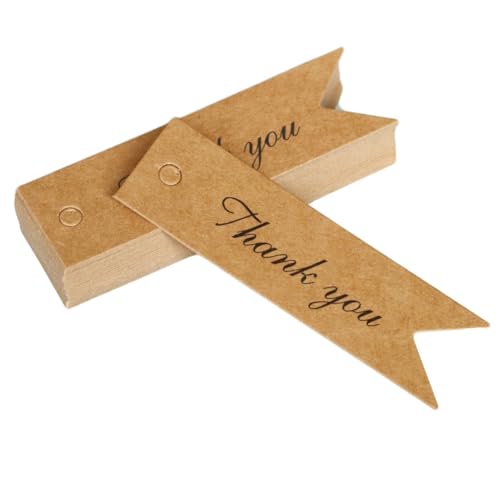 Hrlace Thank You Etiketten Tags Handmade Geschenkanhänger 7x2CM Vintage Kraftpapier Anhänger-Etiketten Klein Kraftanhänger für Hochzeit Geburtstag Weihnachten Geschenkverpackung Thank you 100 Stück von Hrlace