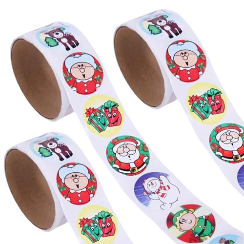 3 Rollen Selbstklebende Aufkleber Weihnachtsaufkleber Etiketten Wasserflaschen Aufkleber Runde Aufkleber für Brotbeutel Süßigkeitentüte 3 Rollen Selbstklebende Aufkleber Weihnachtsaufkleber Etiketten Wasserflaschen Aufkleber Runde Aufkleber für Brotbeutel Süßigkeitentüte von Hrtyvhin