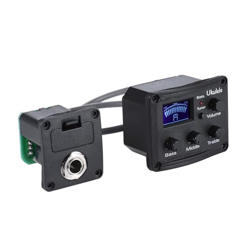 Vorverstärker für E-Gitarre, digitales Stimmgerät, 3-Band-Equalizer, Ukulele, Piezo-Tonabnehmer für Ukulele, Bassgitarre, Zubehör Vorverstärker für E-Gitarre, digitales Stimmgerät, 3-Band-Equalizer, Ukulele, Piezo-Tonabnehmer für Ukulele, Bassgitarre, Zubehör von Hrtyvhin