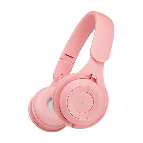 HshDUti Bluetooth Kopfhörer Over Ear Wireless Kopfhörer Gaming Kopfhörer Faltbar Heavy Bass Kopfhörer Headset mit weichen Ohrenschützern für Reisen/Arbeit Pink von HshDUti