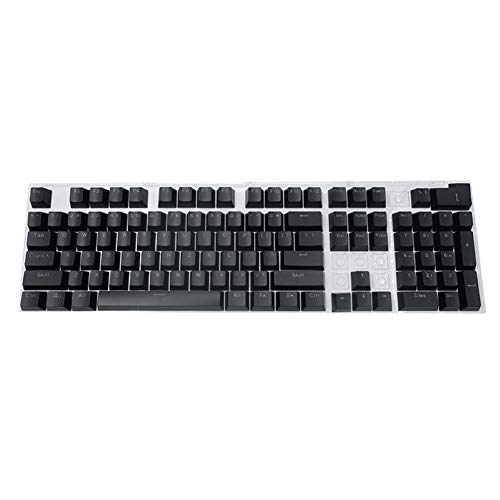 Pudding Keycaps Double Shot PBT Keycap Set für mechanische Tastaturen, Full 104 Tasten Set, OEM-Profil, Standard-Layout, Schwarz von HshDUti