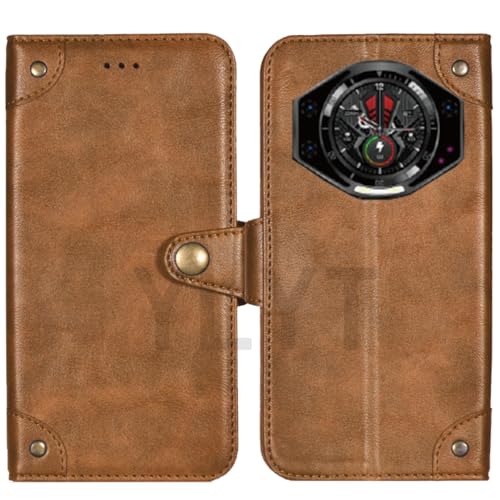 HsinchuTien Flip Braun Schutz Hülle Case Etui Leder Tasche Handyhülle Klassisch Kartenfach Cover Für doogee s119 6.72 inch von HsinchuTien