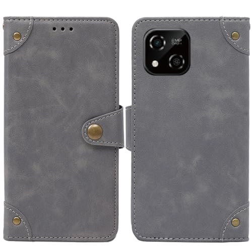 HsinchuTien Flip Grau Schutz Hülle Case Etui Leder Tasche Handyhülle Klassisch Kartenfach Cover Für Logicom EZY 5 inch von HsinchuTien