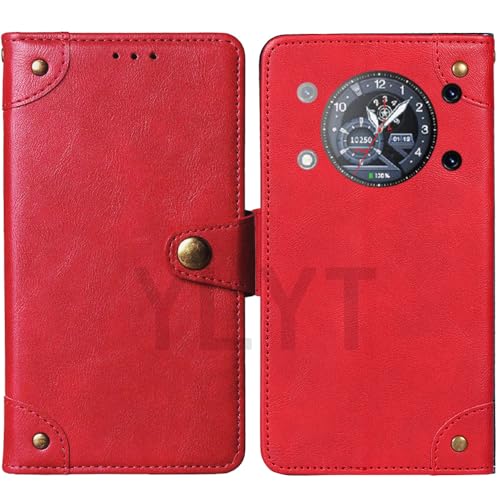 HsinchuTien Flip TPU Silikon Rot Schutz Hülle Case Etui Leder Tasche Handyhülle Klassisch Kartenfach Cover Für Cubot A30 6.745 inch von HsinchuTien