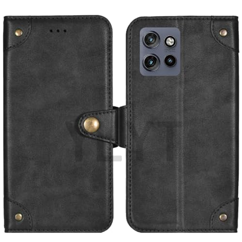 HsinchuTien Flip TPU Silikon Schwarz Schutz Hülle Case Etui Leder Tasche Handyhülle Klassisch Kartenfach Cover Für Motorola Moto G 5G 2025 6.7 inch von HsinchuTien