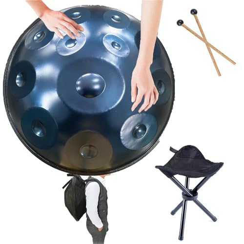 Handpan Steel Drum 9/10/12 notes handpan case Handpan Drum Instrument 440hz D Moll Stahl Musik Handpan Drum Percussion Instrument mit Handpan Tasche,Blau,12 Notes von Hsivtns