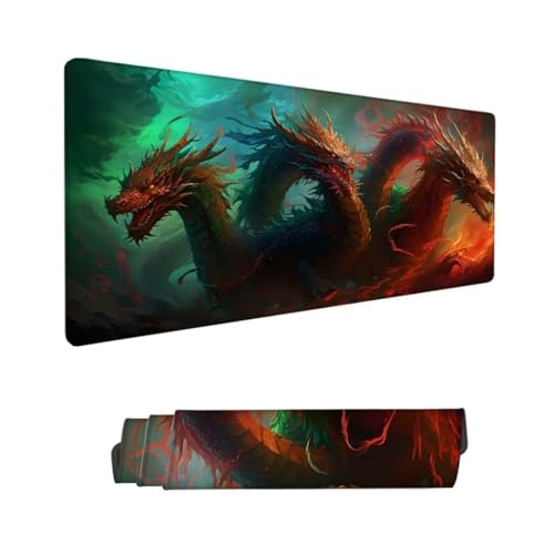 Gaming Mauspad XXL,Mauspad Blau Mousepad 700x400x3mm,Schreibtischunterlage Drachen Mousepad,Wasserdicht Anti-Rutsch Mouse Pad,Verbessert Präzision und Geschwindigkeit,Gaming-Mauspads für PC Hs-672 von Hsqpoobd