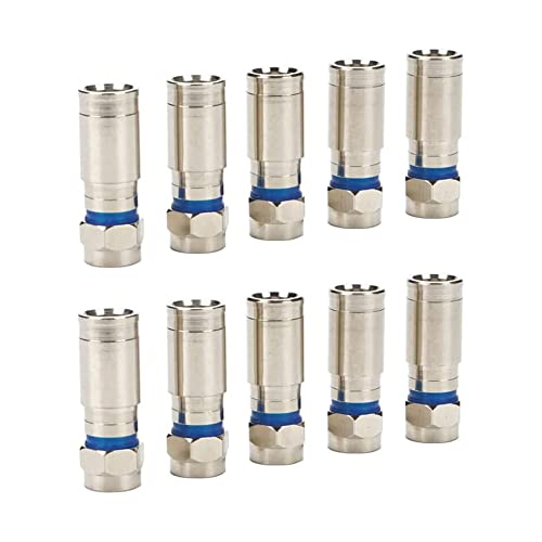 Hsthe Sea 10 Stück SAT F-Quick Mount Connector HD Sat Kabel Kompressionsstecker F Kompressionsstecker 7-7,5 mm Koaxialkabel Antennenkabel Kompressionszange TV Antennenkabel Koax, Ganzmetall von Hsthe Sea