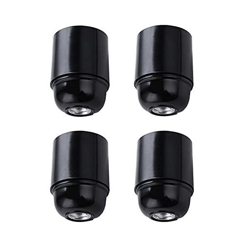 Hsthe Sea 4 Stk. Vintage E27 Lampenfassung, E27 Schraub Lampenfassung, E27 Lampenfassung, Schwarz Bakelit Lampenfassung, Pendelleuchten Passend für Edison Glühbirnen (Schwarz) von Hsthe Sea