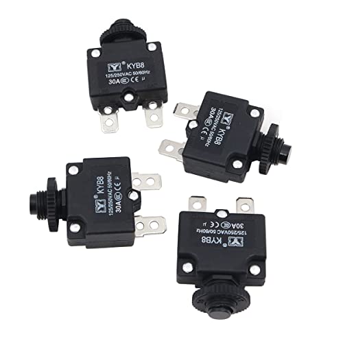 Hsthe Sea 4 Stück KYB8 Überlastschutz, 30A Leistungsschalter Manueller Reset Thermoschalter Leistungsschalter Überstrom Überlastschutz Kleines Luftpumpenzubehör von Hsthe Sea