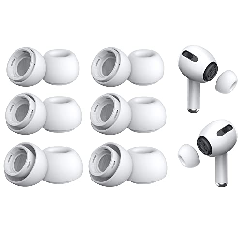 Hsthe Sea 6 Paar Ersatz-Ohrstöpsel für Airpods Pro Silikon-Ohrpolster Ohrhörerspitzen Ersatz-Ohrhörer-Etui Weiche Silikon-Ohrhörerpolster Silikon-Ohrhörer für Airpods Pro (S/M/L, Weiß) von Hsthe Sea
