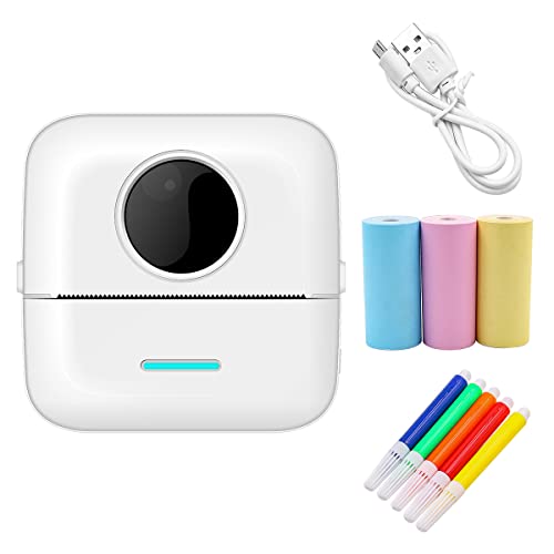 Hsthe Sea Mini-Drucker tragbar für Smartphone, kabelloser Thermodrucker, Fotodrucker mit 5 Papierrollen und 5 farbigen Stiften zum Drucken von Bildnotizen, QR-Codes usw Hsthe Sea Mini-Drucker tragbar für Smartphone, kabelloser Thermodrucker, Fotodrucker mit 5 Papierrollen und 5 farbigen Stiften zum Drucken von Bildnotizen, QR-Codes usw von Hsthe Sea
