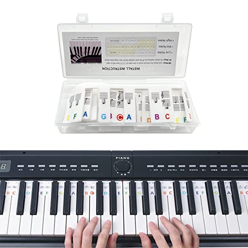Piano Notes Guide für Anfänger, 88-Key Full Size, abnehmbare Piano Keyboard Note Labels zum Lernen, aus Silikon, keine Notwendigkeit Aufkleber, wiederverwendbar und kommt mit Box (Regenbogenfarben) von Hsupez