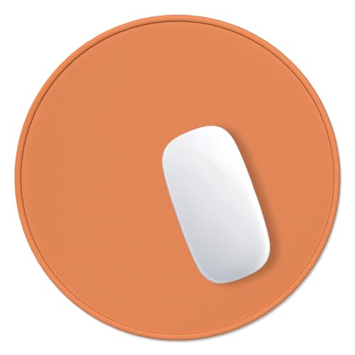 Hsurbtra Mauspad, Premium-Textur, klein, rund, 21,6 x 22,6 cm, Orange, genähte Kanten, rutschfest, wasserdicht, Gummi, hübsch, niedliche Computermatte für Büro, Zuhause, Gaming, Laptop, Herren, Damen, von Hsurbtra