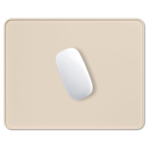 Hsurbtra Mauspad, hochwertig, strukturiert, quadratisch, genähter Rand, rutschfest, wasserdicht, Gummi, hübsch, niedlich, Computermatte für Büro, Gaming, Laptop, Damen, Kinder, Beige von Hsurbtra