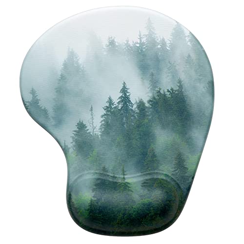 Hsurbtra Mauspad mit Gel-Handballenauflage Ergonomisches Wasserdicht Komfort Mausmatte mit Handgelenkpolster Handauflage, Mousepad mit Handauflage für schonende Handgelenk Haltung, Wald von Hsurbtra