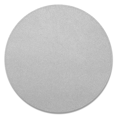Hsxnam Leder-Mauspad, Büro-Mauspad, rutschfeste Gummiunterseite, genähter Rand, waschbar, wasserdicht, rundes Mauspad für Büro, Gaming, PC, Laptop, runder Durchmesser 22,1 cm, Silber Hsxnam Leder-Mauspad, Büro-Mauspad, rutschfeste Gummiunterseite, genähter Rand, waschbar, wasserdicht, rundes Mauspad für Büro, Gaming, PC, Laptop, runder Durchmesser 22,1 cm, Silber von Hsxnam
