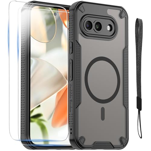 Schutzhülle für Google Pixel 9A mit magnetischer Schutzhülle, dünne stoßfeste, durchsichtige matte Rückseite mit Umhängeband und 2 Displayschutzfolien aus gehärtetem Glas 9H, 6,3 Zoll (16,3 cm Schutzhülle für Google Pixel 9A mit magnetischer Schutzhülle, dünne stoßfeste, durchsichtige matte Rückseite mit Umhängeband und 2 Displayschutzfolien aus gehärtetem Glas 9H, 6,3 Zoll (16,3 cm von Htlhpxx