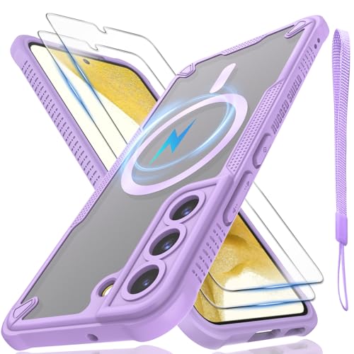 Schutzhülle für Samsung Galaxy S22, durchscheinende, matte Rückseite, kompatibel mit Magsafe, magnetischer, schlanker, stoßfester Schutzhülle und Umhängeband, 2 x Displayschutzfolie aus gehärtetem Schutzhülle für Samsung Galaxy S22, durchscheinende, matte Rückseite, kompatibel mit Magsafe, magnetischer, schlanker, stoßfester Schutzhülle und Umhängeband, 2 x Displayschutzfolie aus gehärtetem von Htlhpxx