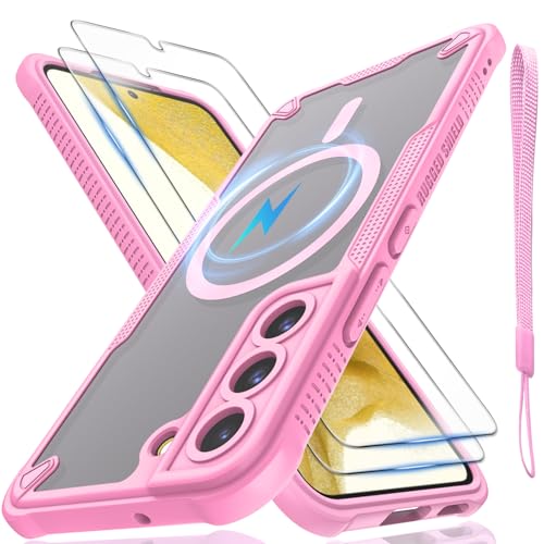 Schutzhülle für Samsung Galaxy S22, durchscheinende, matte Rückseite, kompatibel mit Magsafe, magnetischer, schlanker, stoßfester Schutzhülle und Umhängeband, 2 x Displayschutzfolie aus gehärtetem Schutzhülle für Samsung Galaxy S22, durchscheinende, matte Rückseite, kompatibel mit Magsafe, magnetischer, schlanker, stoßfester Schutzhülle und Umhängeband, 2 x Displayschutzfolie aus gehärtetem von Htlhpxx
