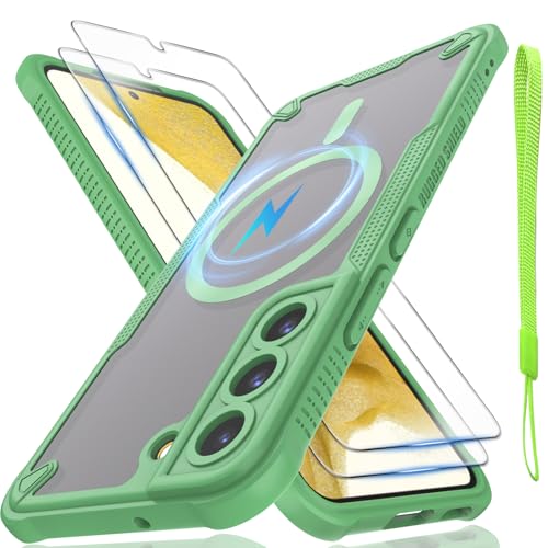 Schutzhülle für Samsung Galaxy S22, durchscheinende, matte Rückseite, kompatibel mit Magsafe, magnetischer, schlanker, stoßfester Schutzhülle und Umhängeband, 2 x Displayschutzfolie aus gehärtetem Schutzhülle für Samsung Galaxy S22, durchscheinende, matte Rückseite, kompatibel mit Magsafe, magnetischer, schlanker, stoßfester Schutzhülle und Umhängeband, 2 x Displayschutzfolie aus gehärtetem von Htlhpxx