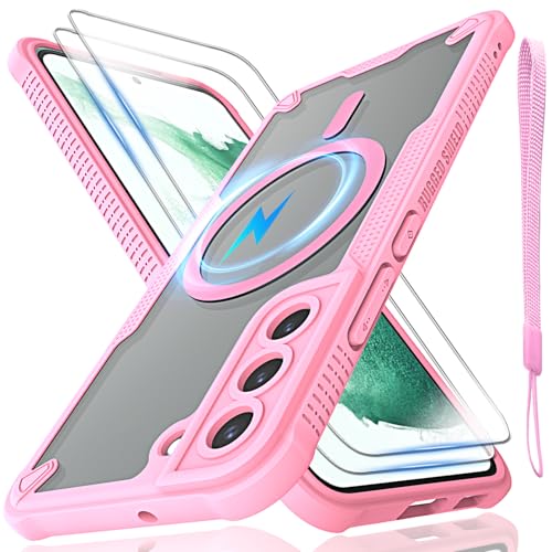 Schutzhülle für Samsung Galaxy S22 Plus, durchscheinende, matte Rückseite mit Magsafe, magnetischer, schlanker, stoßfester Schutzhülle und Umhängeband, 2 x Displayschutzfolie aus gehärtetem Glas mit Schutzhülle für Samsung Galaxy S22 Plus, durchscheinende, matte Rückseite mit Magsafe, magnetischer, schlanker, stoßfester Schutzhülle und Umhängeband, 2 x Displayschutzfolie aus gehärtetem Glas mit von Htlhpxx