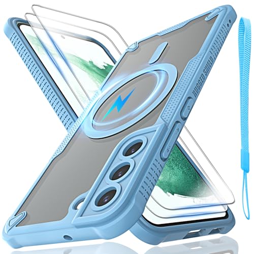 Schutzhülle für Samsung Galaxy S22 Plus, durchscheinende, matte Rückseite mit Magsafe-Magsafe, magnetischer, schlanker, stoßfester Schutzhülle und Umhängeband, 2 x Displayschutzfolie aus gehärtetem Schutzhülle für Samsung Galaxy S22 Plus, durchscheinende, matte Rückseite mit Magsafe-Magsafe, magnetischer, schlanker, stoßfester Schutzhülle und Umhängeband, 2 x Displayschutzfolie aus gehärtetem von Htlhpxx