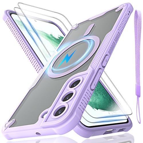 Schutzhülle für Samsung Galaxy S22 Plus, durchscheinende, matte Rückseite mit Magsafe-Magsafe, magnetischer, schlanker, stoßfester Schutzhülle und Umhängeband, 2 x Displayschutzfolie aus gehärtetem Schutzhülle für Samsung Galaxy S22 Plus, durchscheinende, matte Rückseite mit Magsafe-Magsafe, magnetischer, schlanker, stoßfester Schutzhülle und Umhängeband, 2 x Displayschutzfolie aus gehärtetem von Htlhpxx