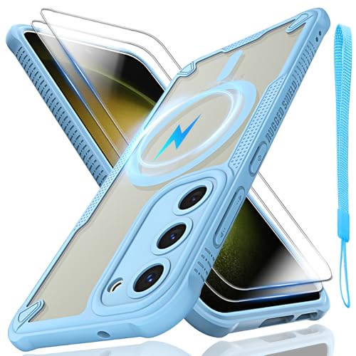 Schutzhülle für Samsung Galaxy S23, durchscheinende, matte Rückseite, kompatibel mit Magsafe, magnetischer, schlanker, stoßfester Schutzhülle und Umhängeband, 2 x 9H-Hartglas-Displayschutzfolie, 15,5 Schutzhülle für Samsung Galaxy S23, durchscheinende, matte Rückseite, kompatibel mit Magsafe, magnetischer, schlanker, stoßfester Schutzhülle und Umhängeband, 2 x 9H-Hartglas-Displayschutzfolie, 15,5 von Htlhpxx